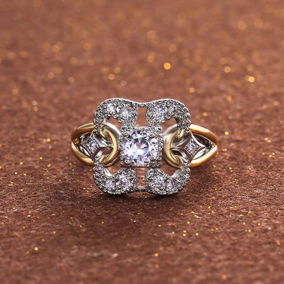 NEW Vintage Gold Round Diamond Art Deco Ring - Picture 4 of 12